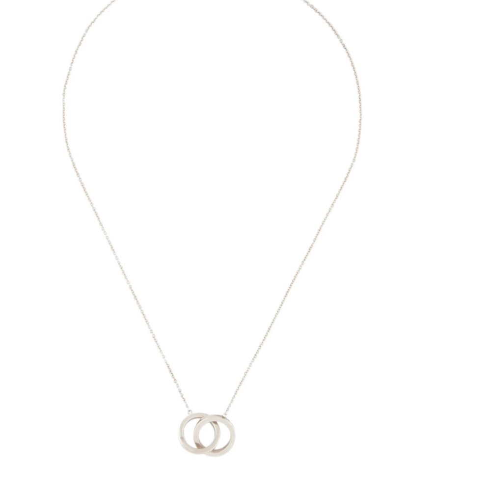 Tiffany & Co. Elsa Peretti Double Loop Pendant Necklace 16" Silver - Picture 2 of 3